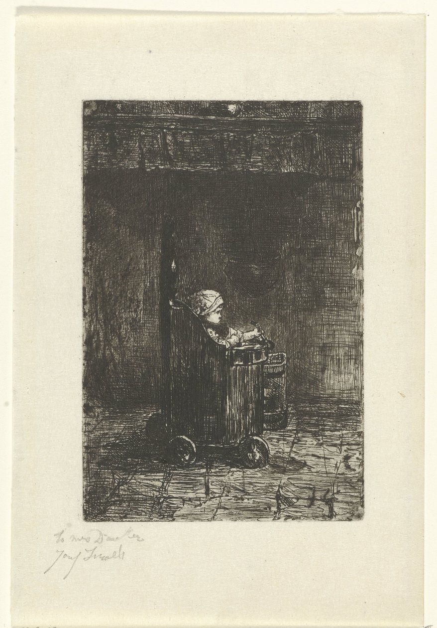 Dziecko w krzesełku do karmienia autorstwa Jozef Israëls (signed by artist)