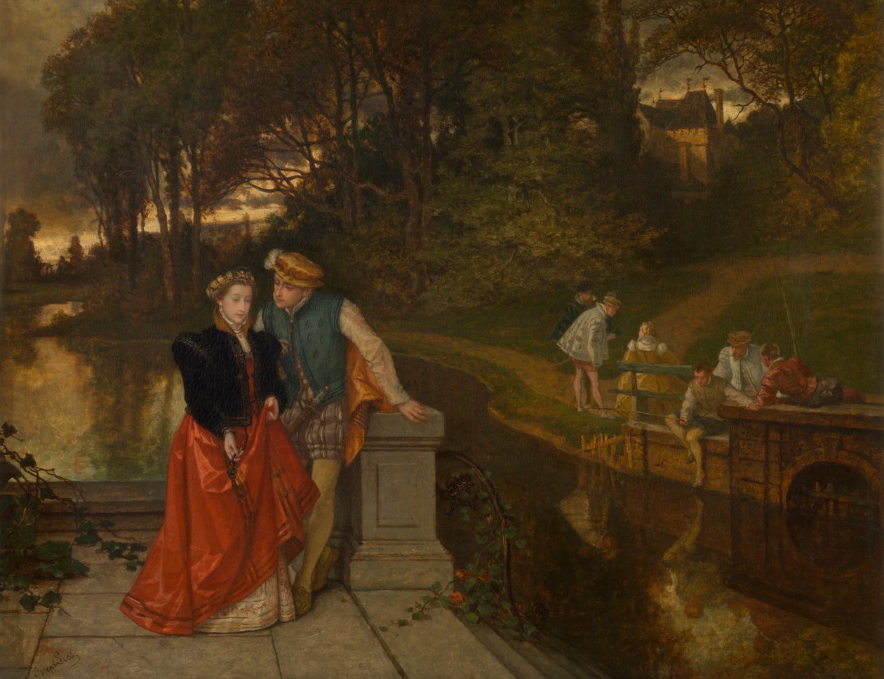 Lovers in the Park (óleo sobre painel) polimento autorstwa Jozef Lies