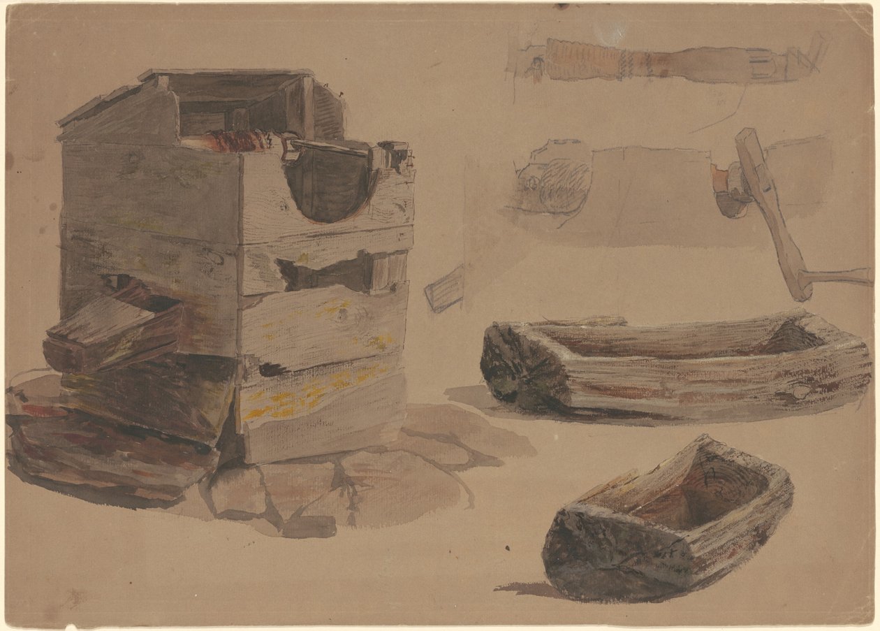 Studia studni i drewnianego koryta autorstwa Jr. Enoch Wood Perry