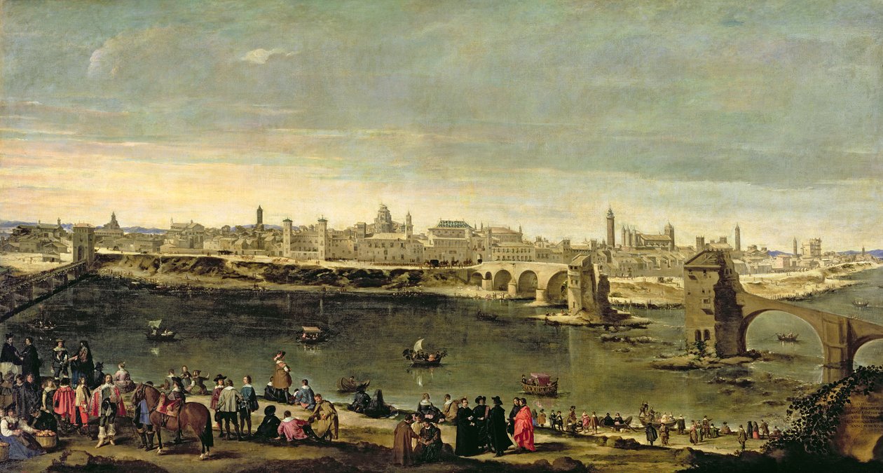 Widok na miasto Saragossa autorstwa Juan Bautista Martinez Del Mazo