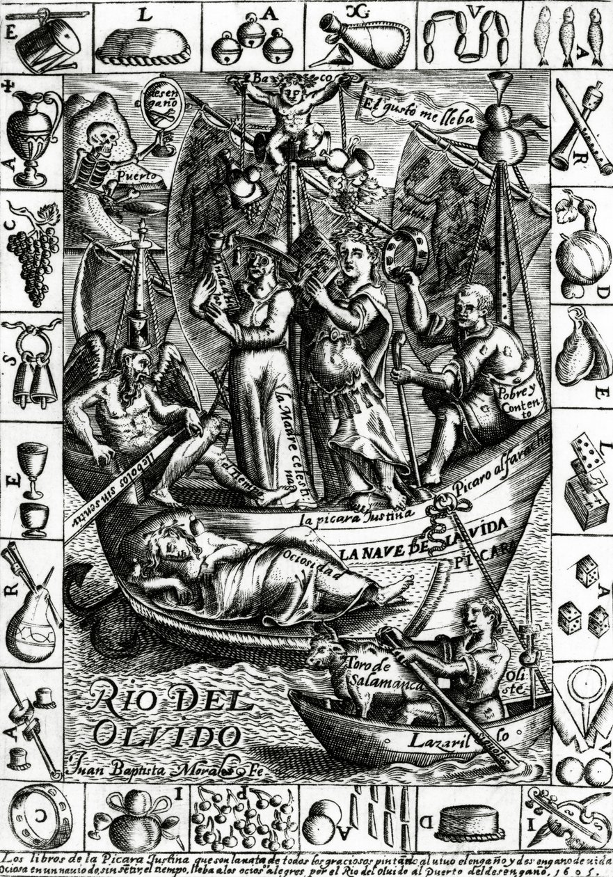 Okładka pierwszego wydania „La Picara Justina” Francisco Lopeza de Ubeda, wydanej w 1605 r. autorstwa Juan Bautista Morales