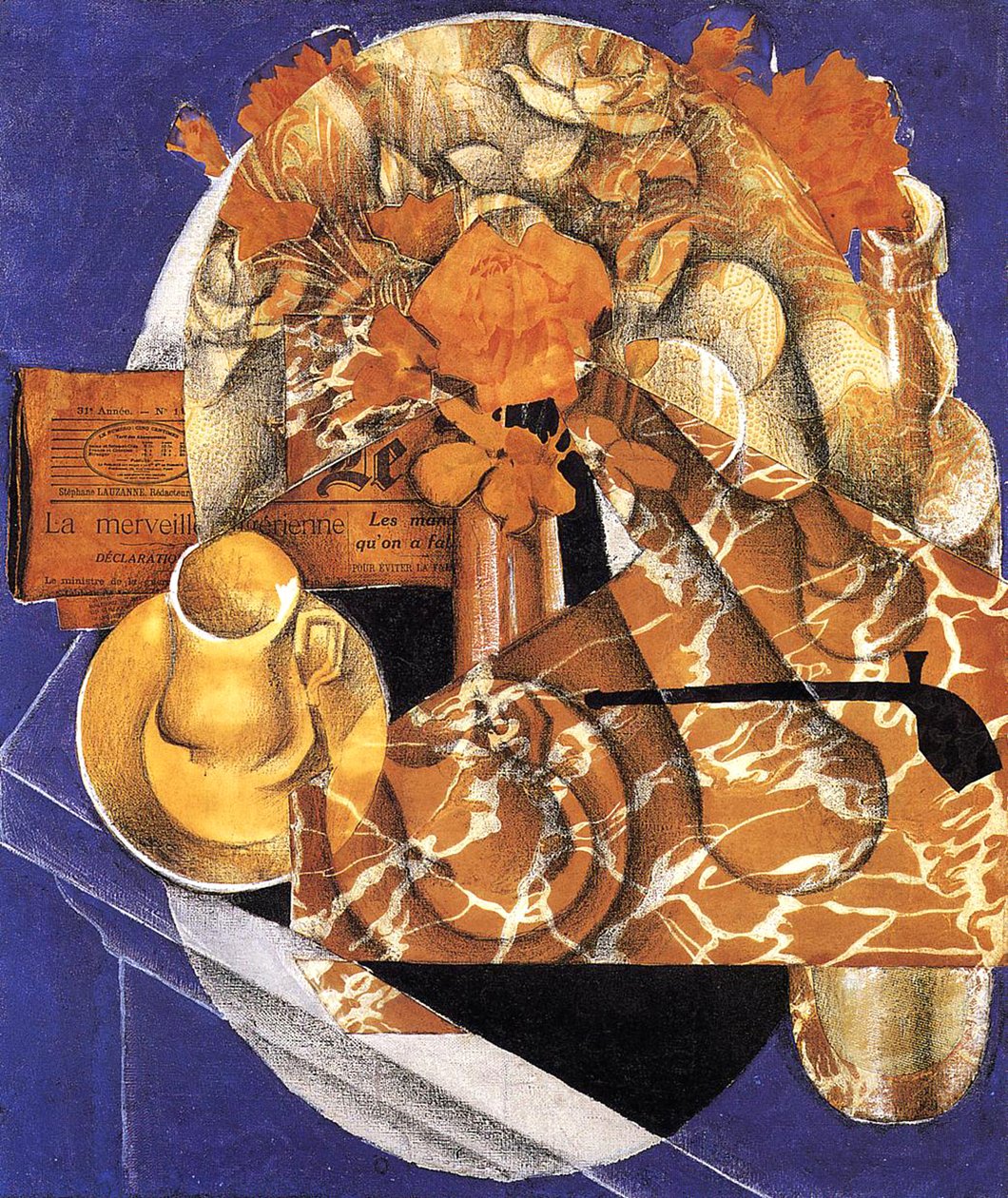 Martwa natura z kwiatami, 1914 (olej, kolaż i ołówek na płótnie) autorstwa Juan Gris