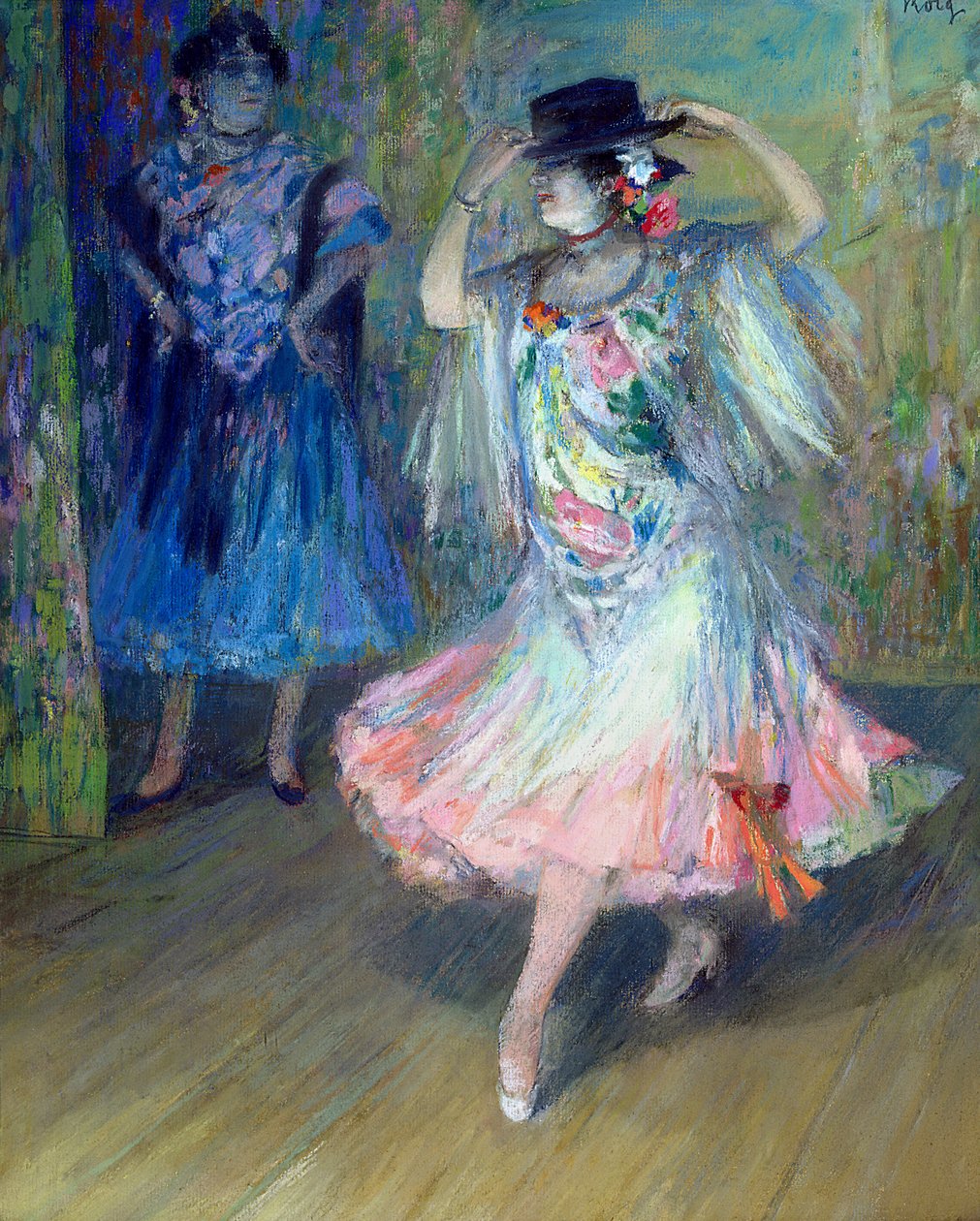 Dwie tancerki hiszpańskie (pastel na papierze) autorstwa Juan Roig y Soler