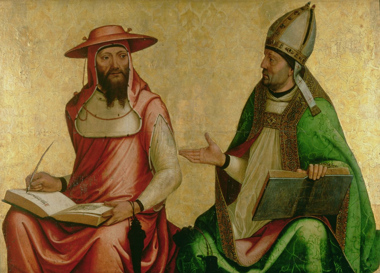 Św. Hieronim i Św. Ambroży, ok. 1510 (tempera i złoto na panelu) autorstwa Juan de Borgoña