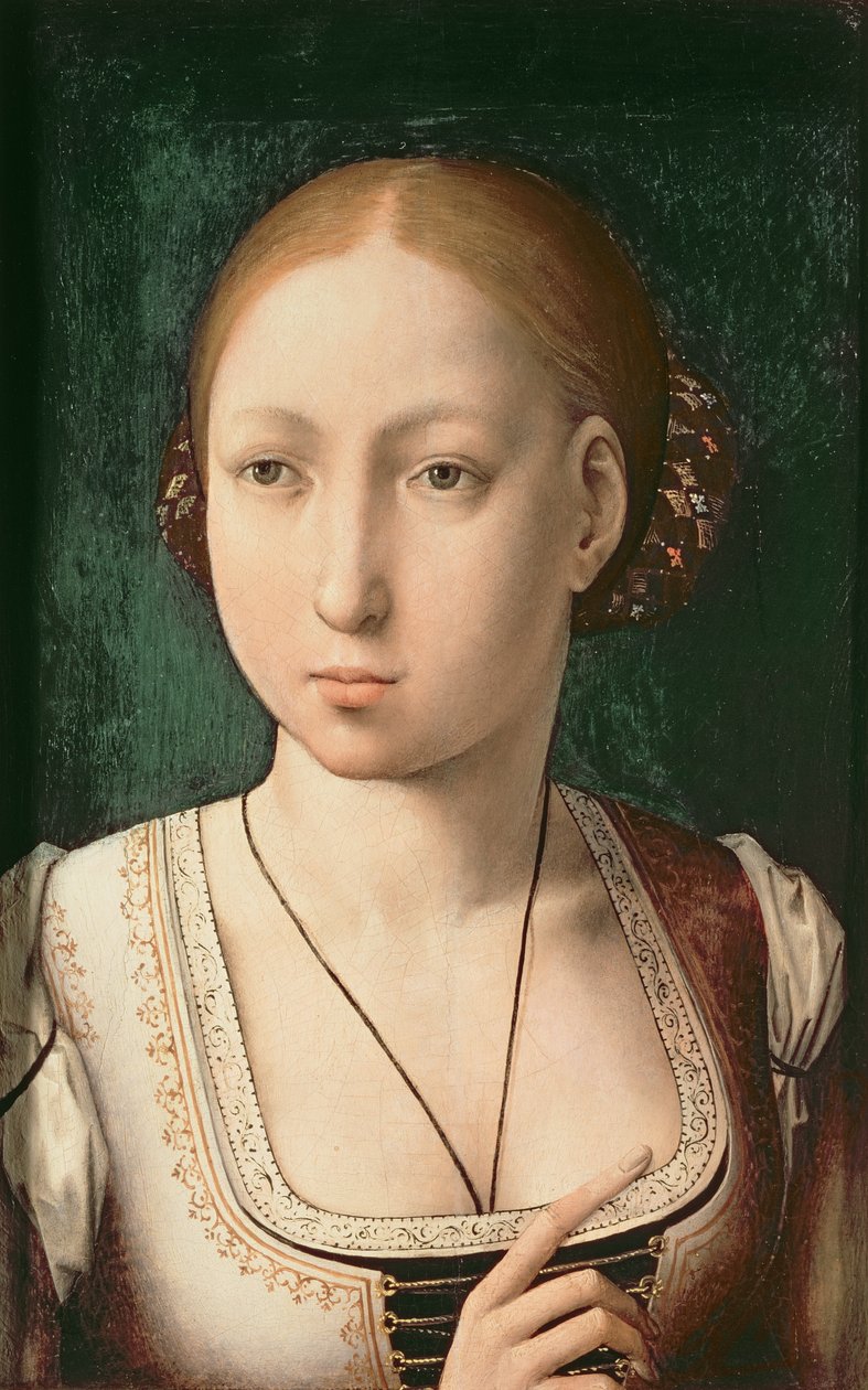 Juana lub Joanna Kastylii, zwana „Szaloną” (1479-1555), córka Ferdynanda II Aragońskiego (1452-1516) i Izabeli Kastylii (1451-1504), 1500 (panel) autorstwa Juan de Flandes