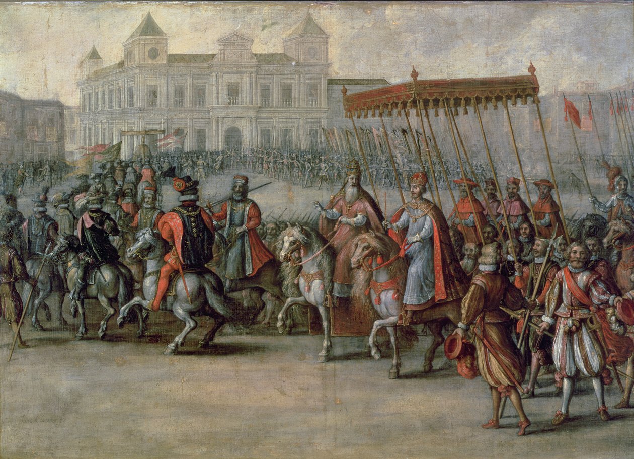 Wejście Karola V (1500-58) do Bolonii na jego koronację autorstwa Juan de la Corte
