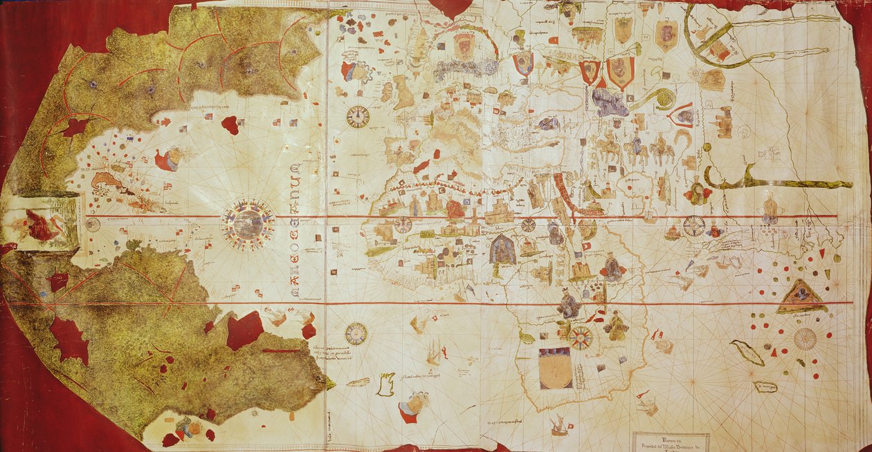 Mappa Mundi, 1502 (gwasz i pióro i atrament na papierze) autorstwa Juan de la Cosa