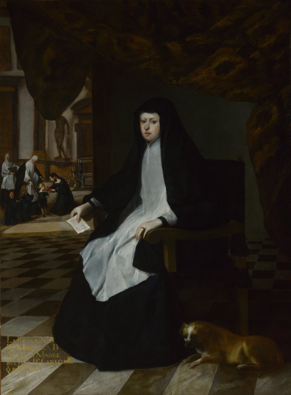 Królowa Hiszpanii Mariana w żałobie, 1666 autorstwa Juan Bautista Martinez Del Mazo