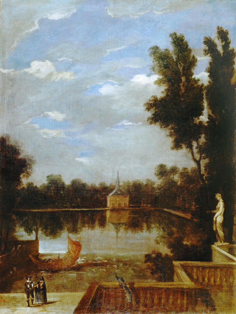 Estanque del Buen Retiro... (obraz na płótnie) autorstwa Juan Bautista Martinez Del Mazo