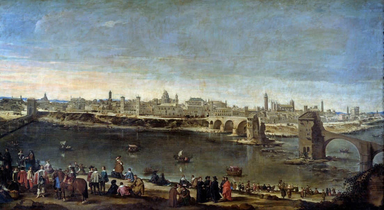 Widok miasta Saragossa (Saragossa) w 1646 r. Obraz Jana Chrzciciela Mazo (1612-1667) 1646 Madryt, Muzeum Prado autorstwa Juan Bautista Martinez Del Mazo