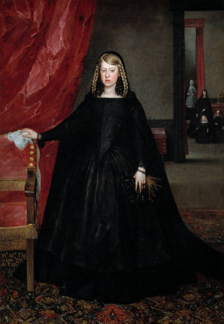 Hiszpański:  La emperatriz Margarita de Austria Cesarzowa Doña Margarita de Austria w stroju żałobnym autorstwa Juan Bautista Martinez Del Mazo