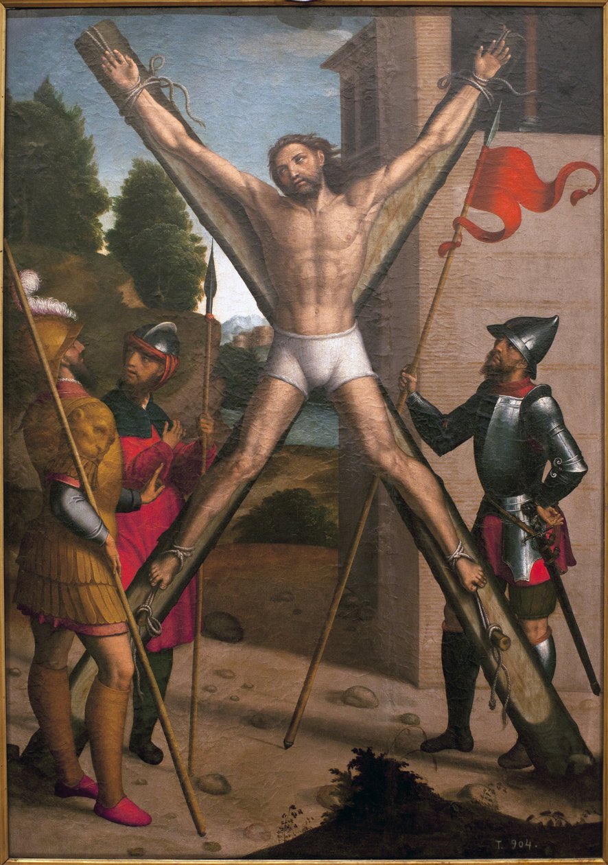 Męczennik św. Andrzeja. Obraz Juan Correa de Vivar (ok. 1510-1566), olej na drewnie autorstwa Juan Correa de Vivar