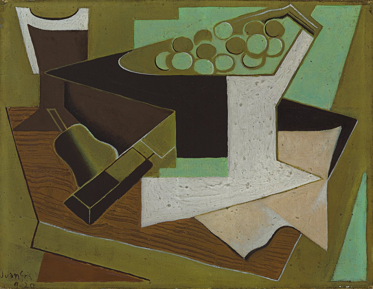 Kiść winogron i gruszka; Kiść winogron i gruszka, 1920 autorstwa Juan Gris