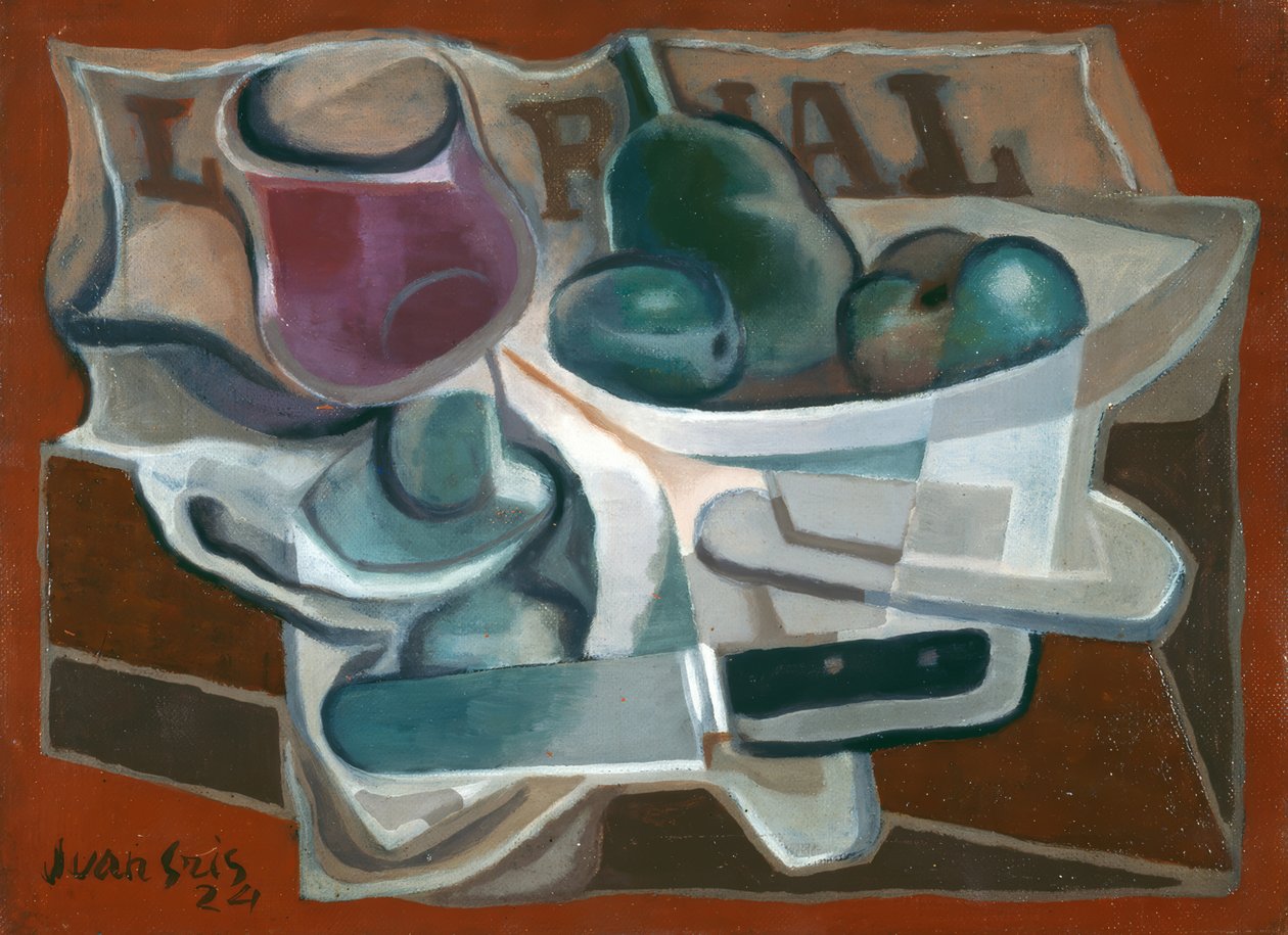 Miska na owoce i szklanka autorstwa Juan Gris
