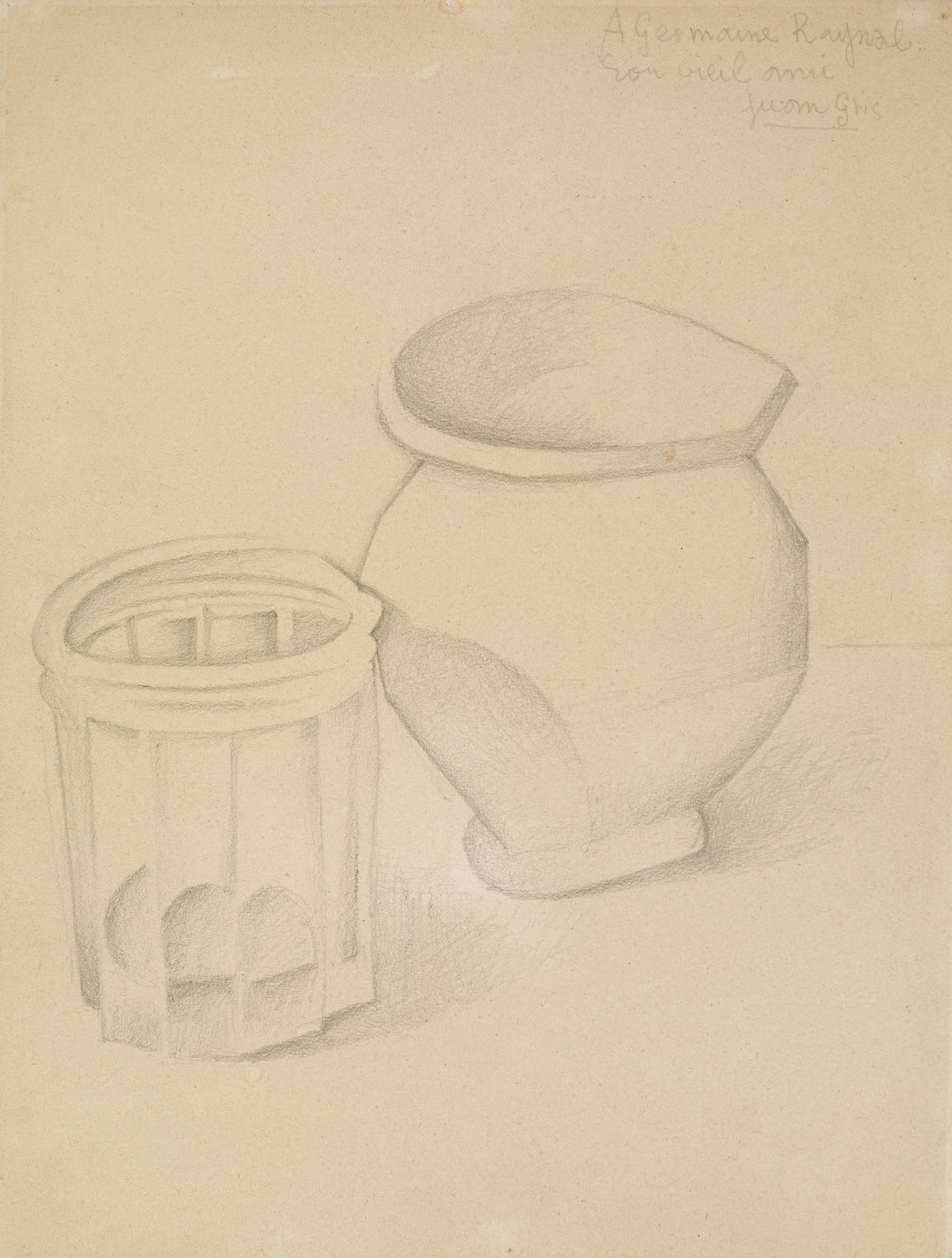 Szklanka i wazon, ok. 1911 (grafit na papierze) autorstwa Juan Gris
