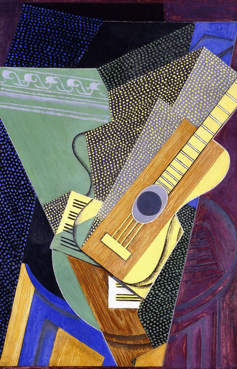 Gitara na stole; Gitara na stole, 1916 autorstwa Juan Gris