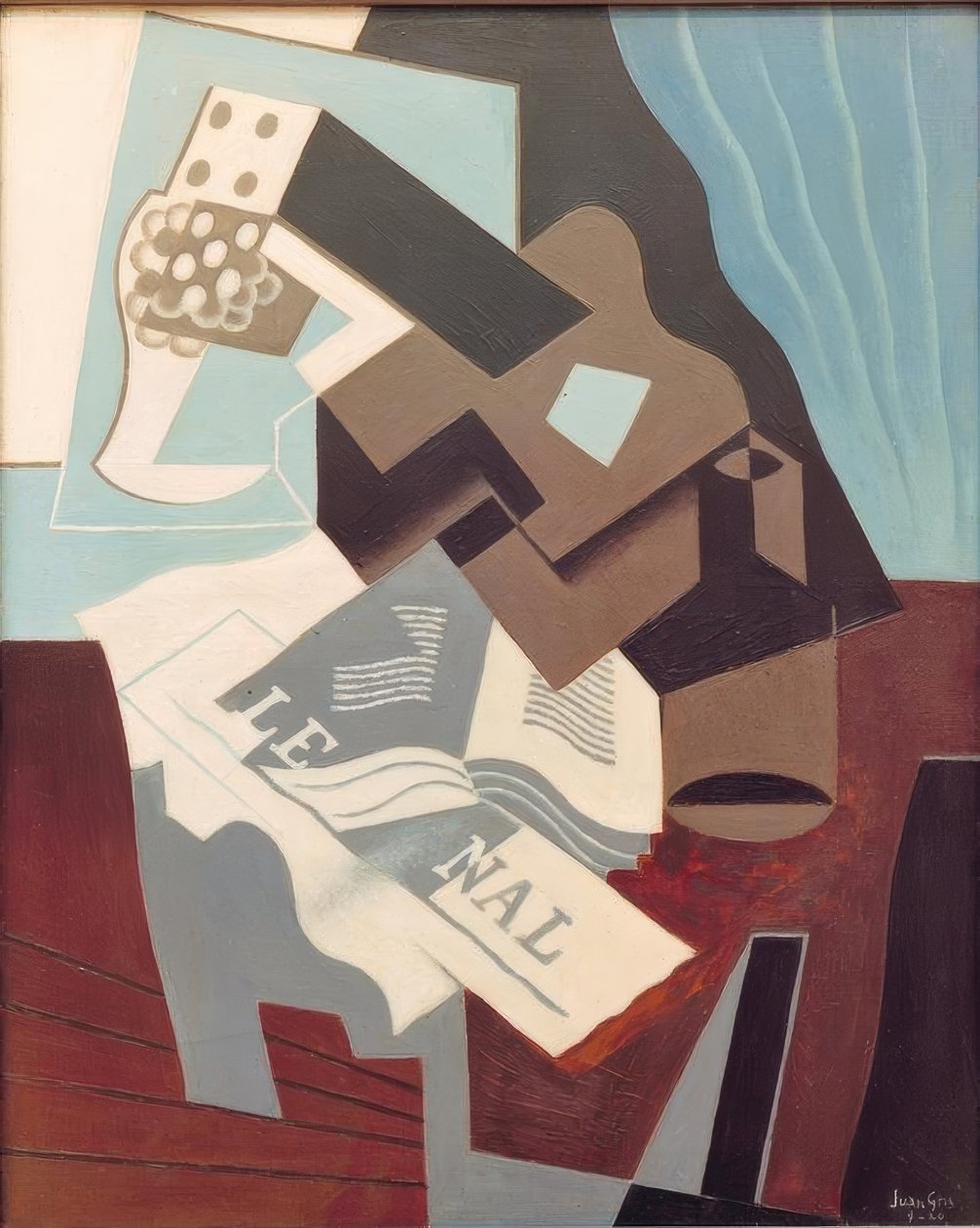 Gitara, książka i gazeta autorstwa Juan Gris