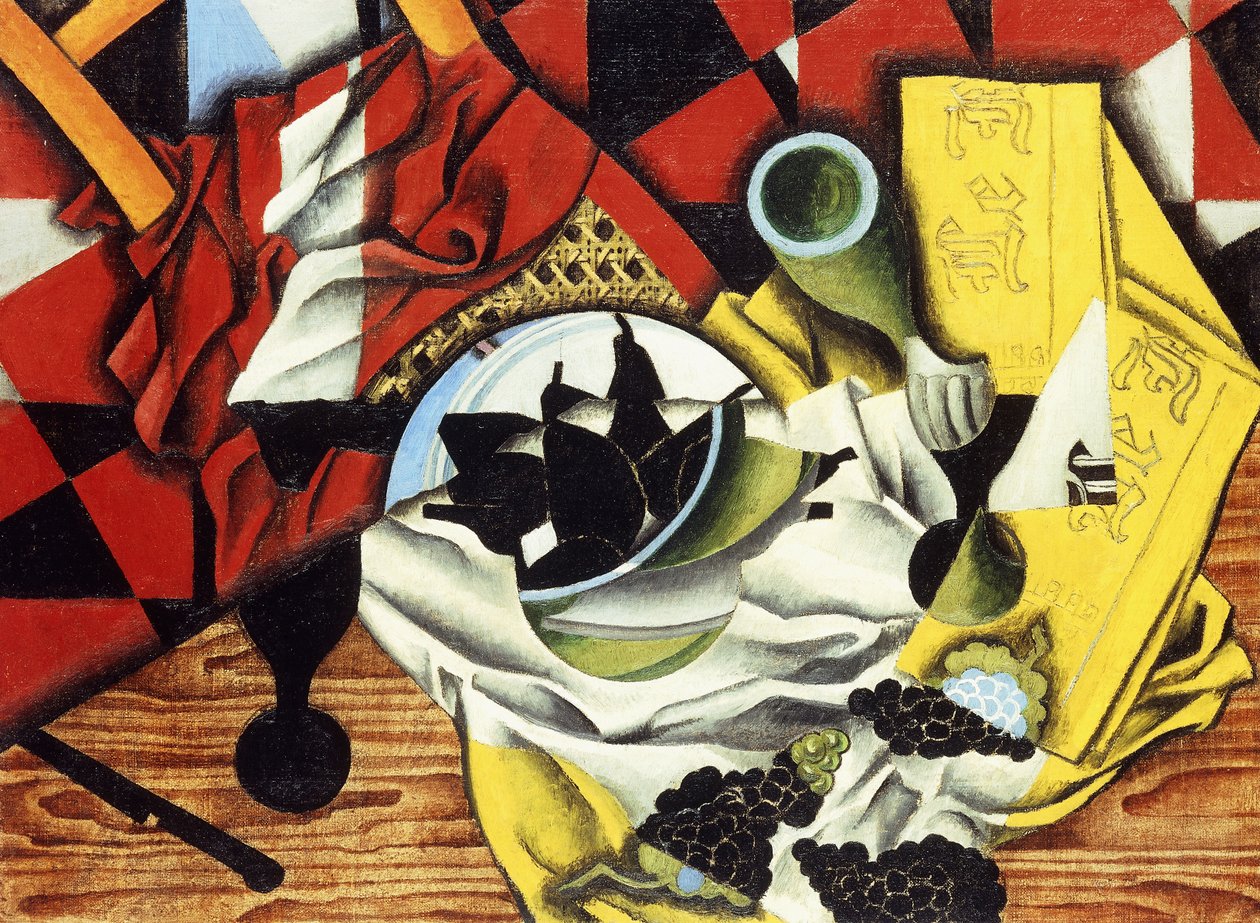 gruszki i winogrona na stole; Gruszki i winogrona na stole, 1913 autorstwa Juan Gris