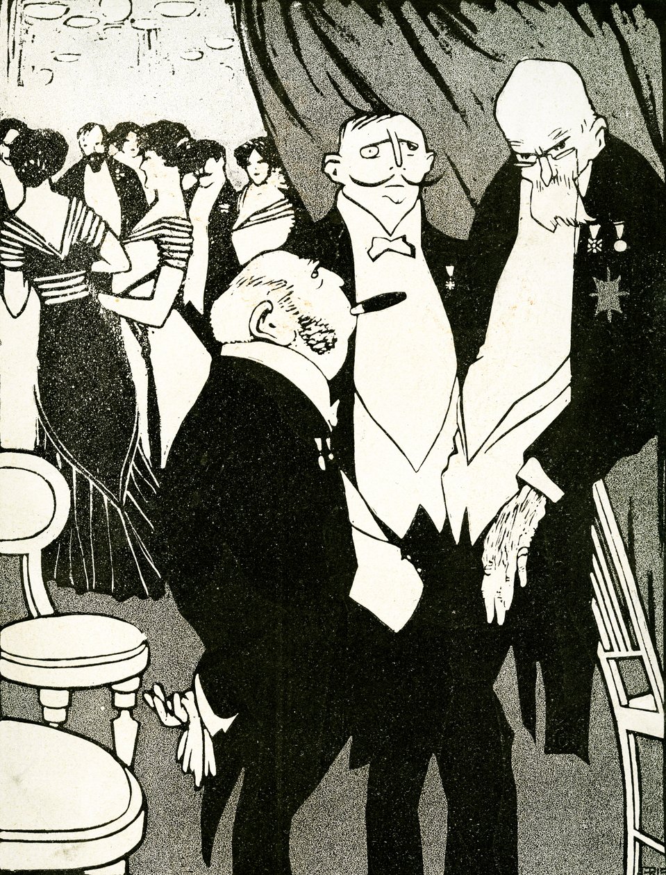 Rosyjski wysłannik debatuje z innymi przywódcami o broniącej się Turcji podczas konferencji, 1908. autorstwa Juan Gris