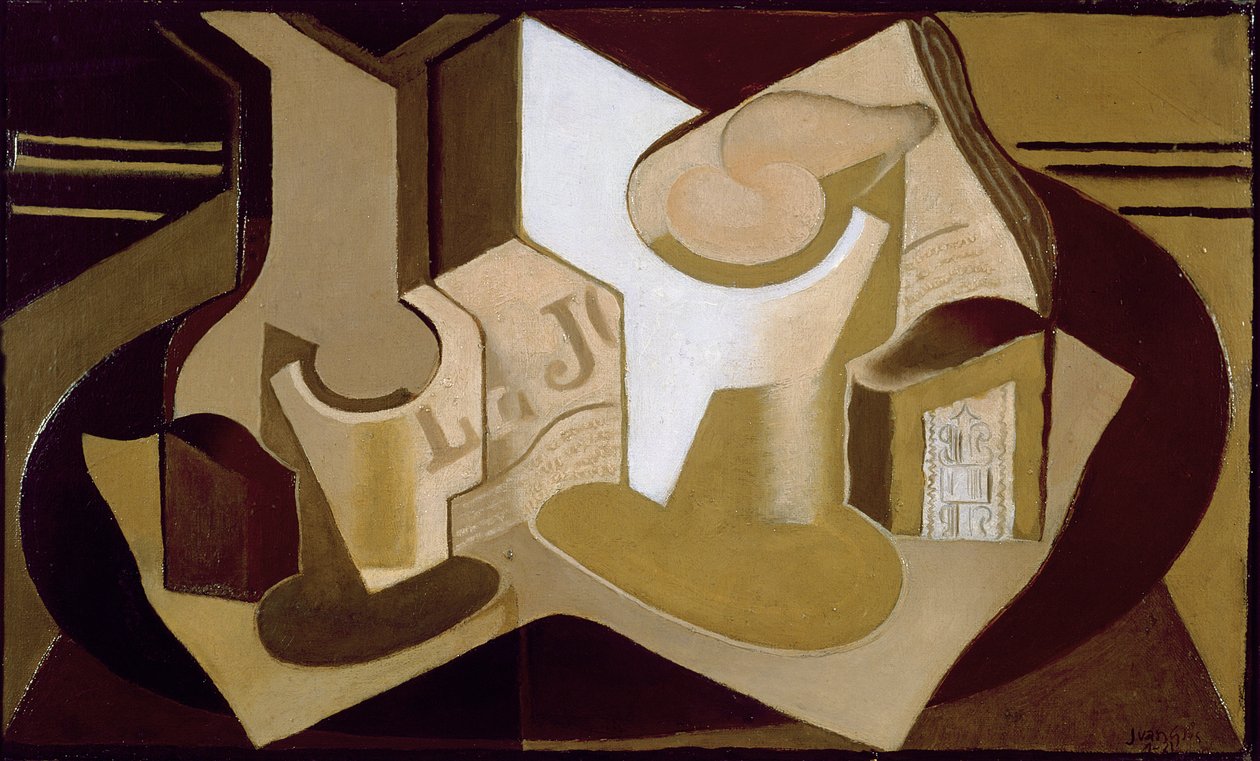 Martwa natura z gazetą, 1921 autorstwa Juan Gris