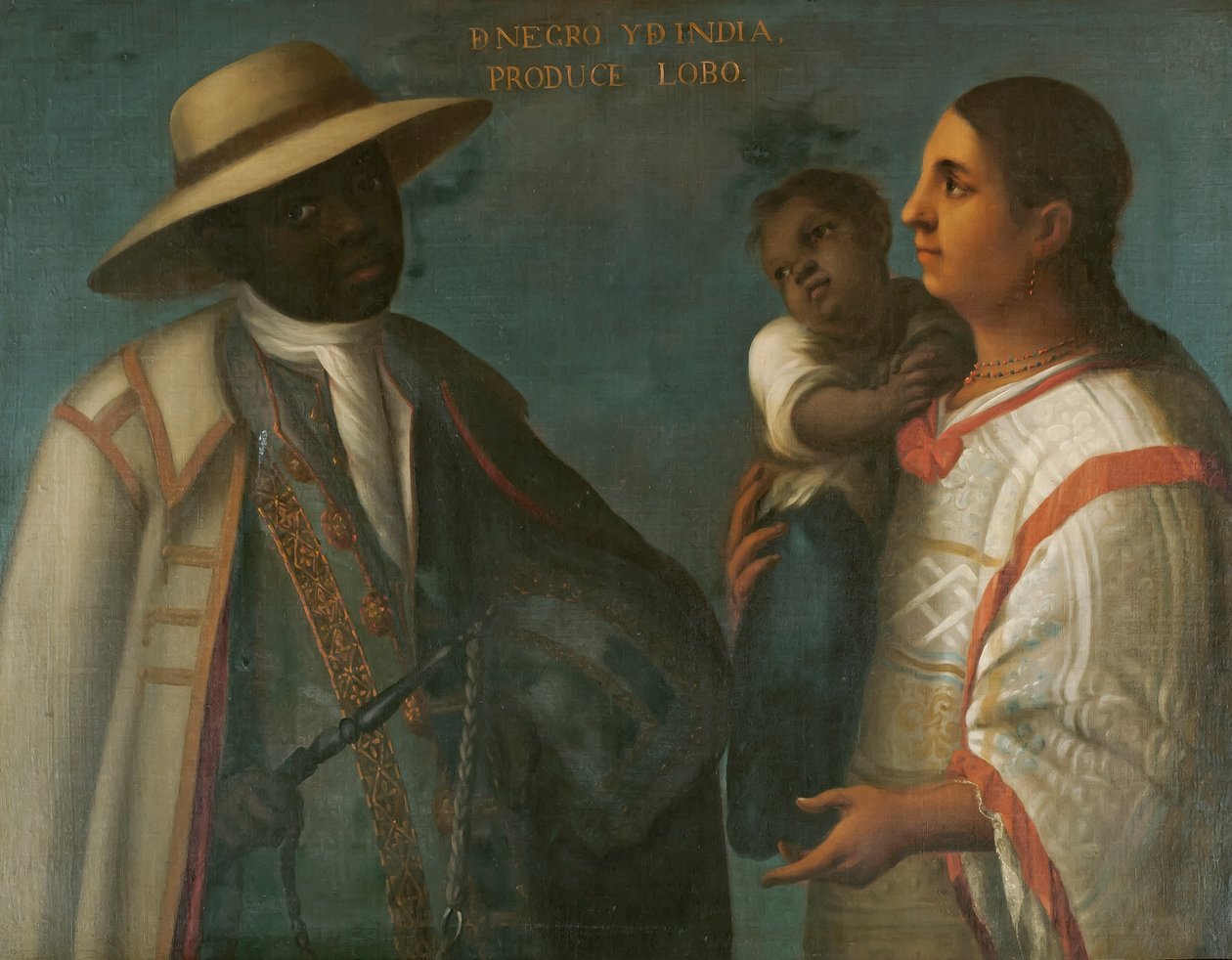 Czarny i indyjski produkują wilka, ok. 1715 autorstwa Juan Rodríguez Juárez