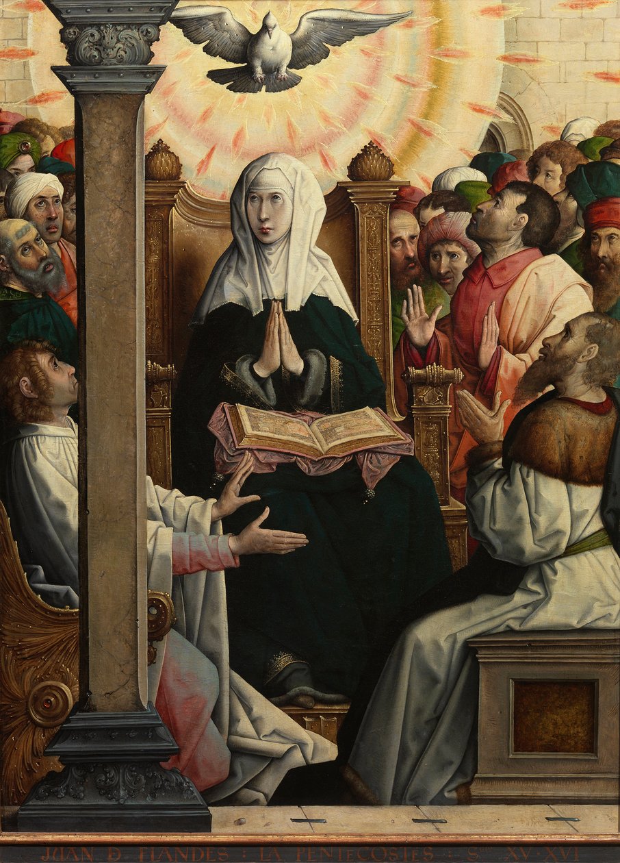 „Pięćdziesiątnica” (Pięćdziesiątnica) Obraz Juana de Flandes (vers 1465-1519) 1514-1519 Wymiary 110x84 cm Museo del Prado, Madryt autorstwa Juan de Flandes