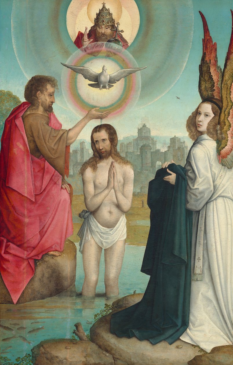 Chrzest Chrystusa, ok. 1508-1519 (olej na płycie) autorstwa Juan de Flandes