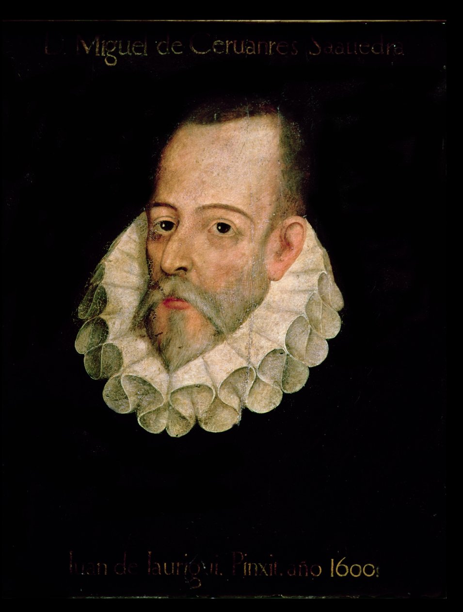 Portret Miguela de Cervantesa y Saavedra (1547-1615) 1600 (olej na desce) autorstwa Juan de Jauregui y Aguilar