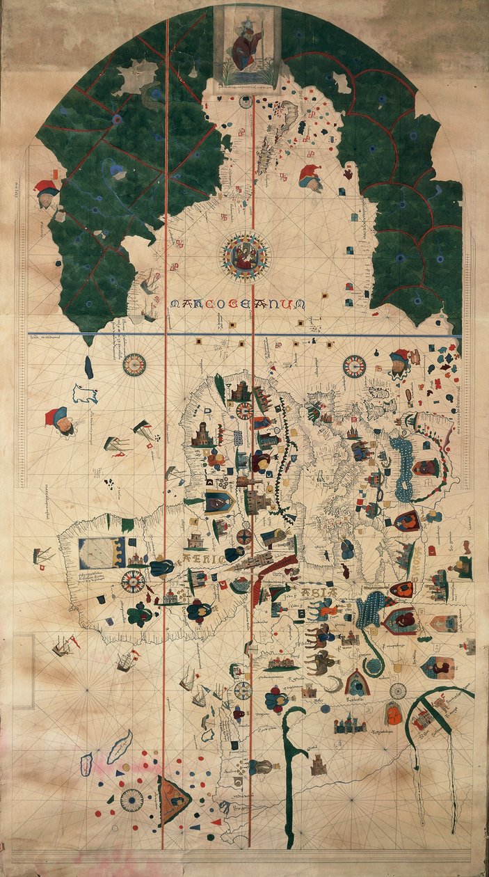 Mapa planisfer Portolan-Nautical autorstwa Juana de la Cosa, około 1500 autorstwa Juan de la Cosa