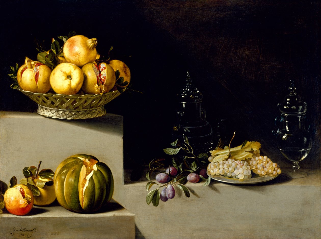 Martwa natura z owocami i szkłem, 1626 autorstwa Juan van der Hamen