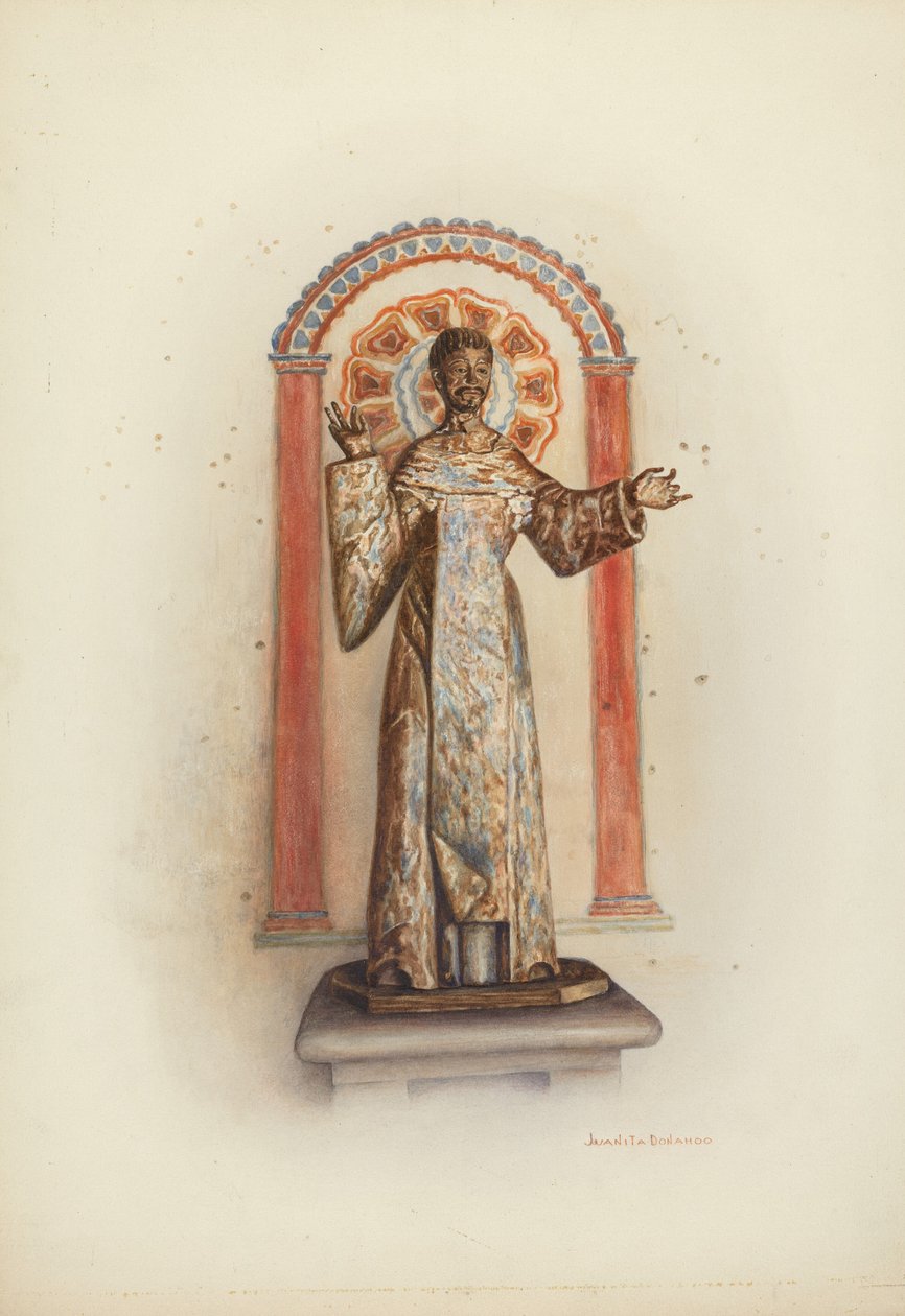 Posąg Santo prawdopodobnie św. Dominika, 1941 r. autorstwa Juanita Donahoo