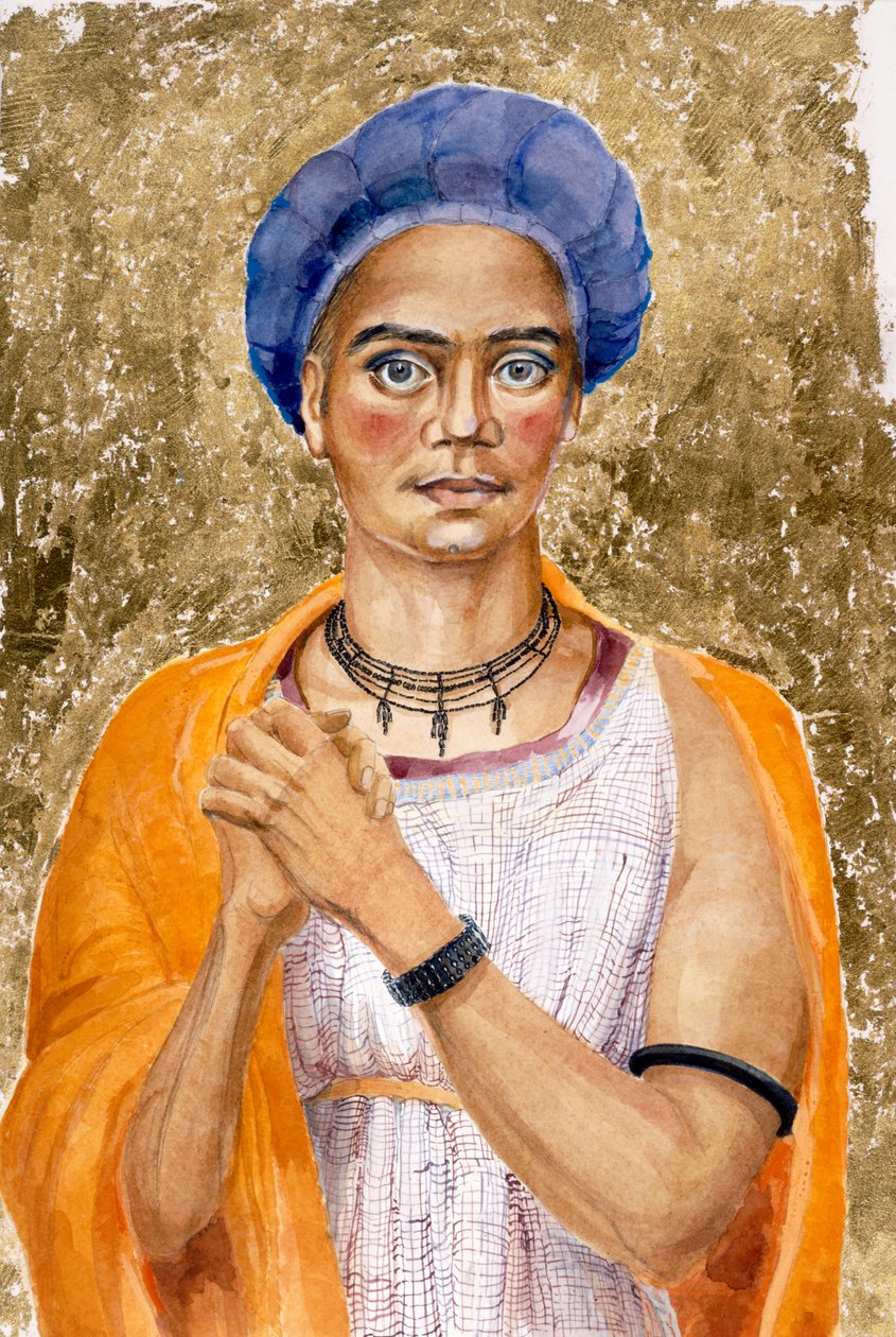 Mężczyzna przedstawiony jako wyznawca Cybele-a-Gallus, późny Rzym (akwarela na papierze) autorstwa Judith Dobie
