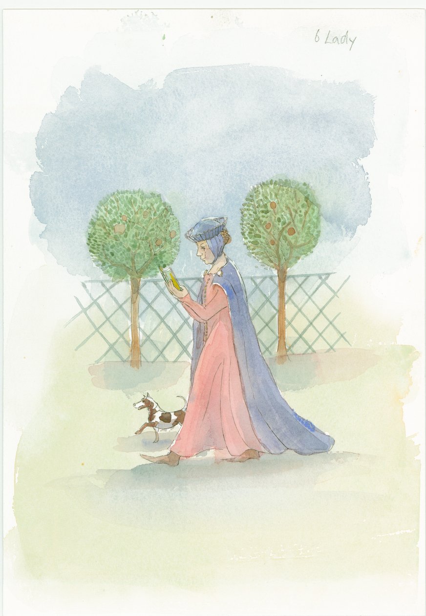 Średniowieczna dama w ogrodzie, 2004. autorstwa Judith Dobie