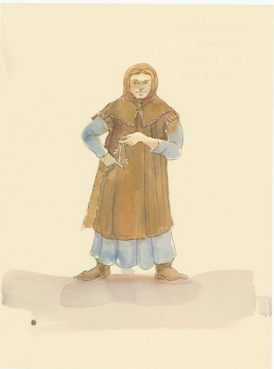Średniowieczny zarządca, który był odpowiedzialny za prowadzenie domu i majątku lorda, 2004. autorstwa Judith Dobie
