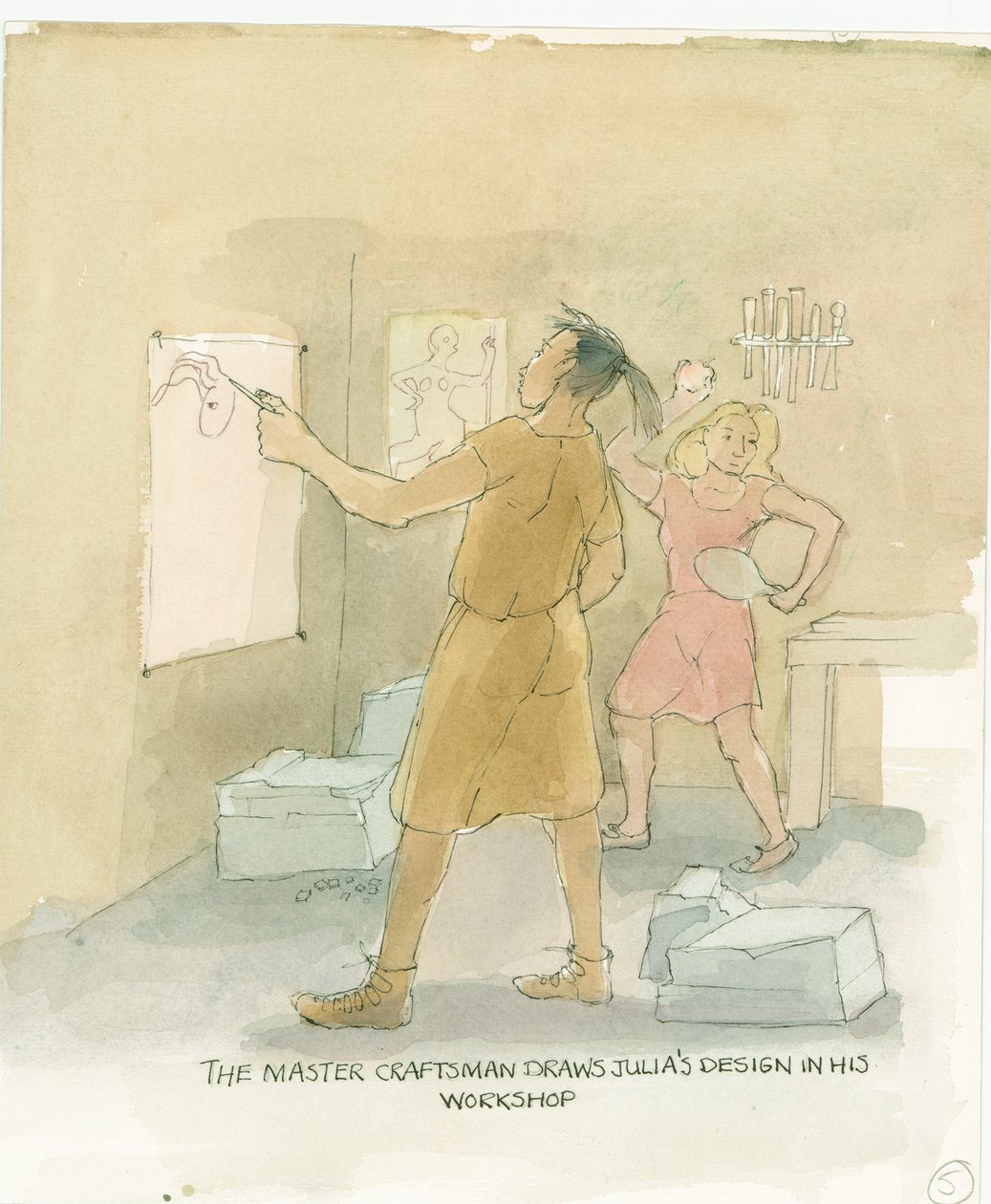 Mistrz rysuje projekty mozaikowej podłogi Julii, 2003. autorstwa Judith Dobie