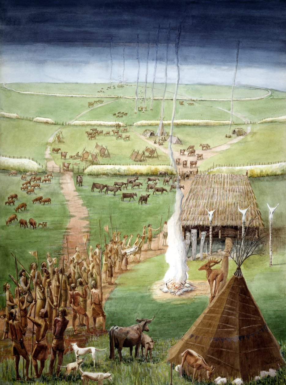 Windmill Hill, Avebury, Wiltshire (akwarela na papierze) autorstwa Judith Dobie