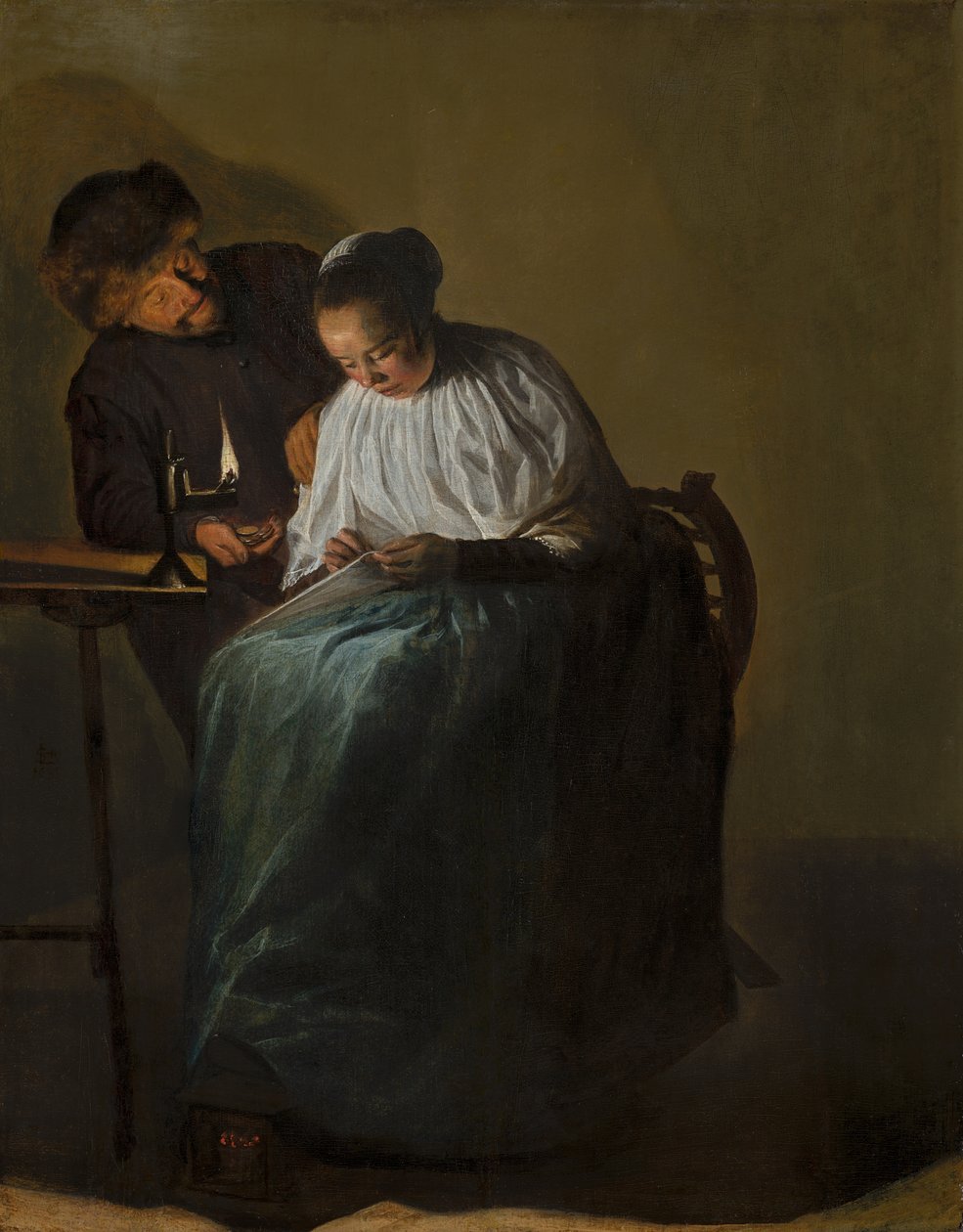 Mężczyzna oferujący pieniądze młodej kobiecie, 1631 autorstwa Judith Leyster