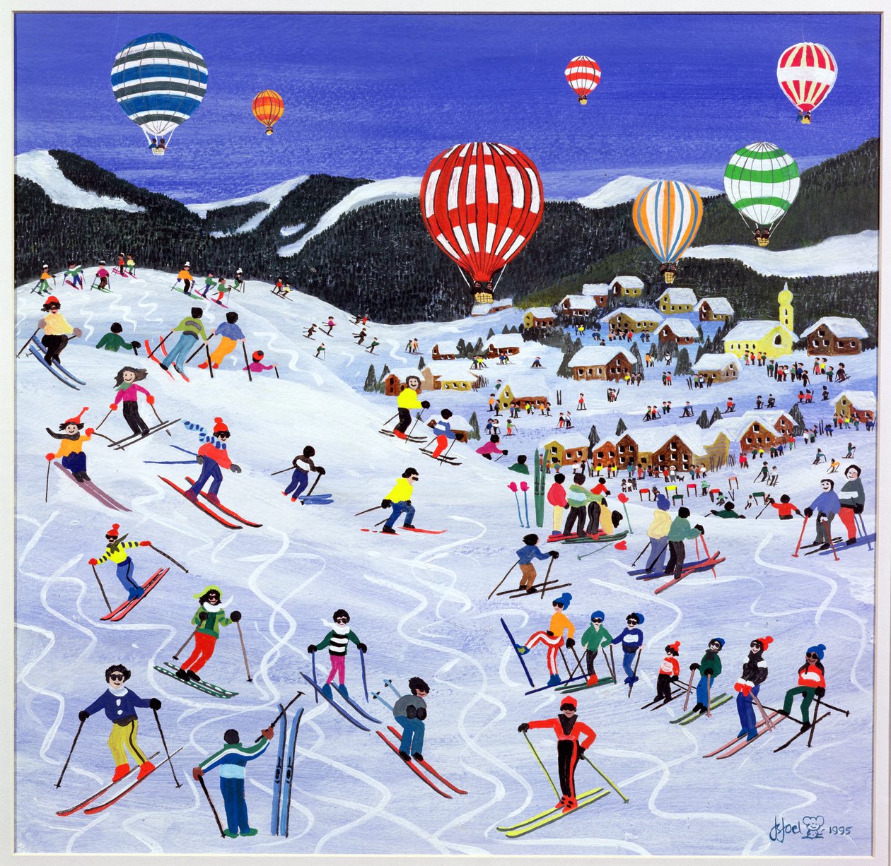 Lot balonem nad stokiem narciarskim, 1995 r. autorstwa Judy Joel