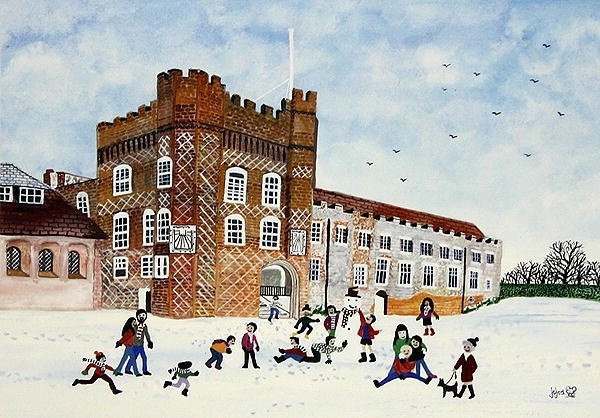 Farnham Castle, Surrey (akwarela na papierze) autorstwa Judy Joel