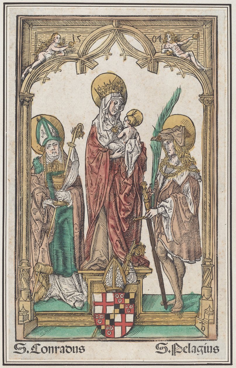 Dziewica z Dzieciątkiem ze św. Konradem i św. Pelagiuszem autorstwa Jörg Breu the Elder