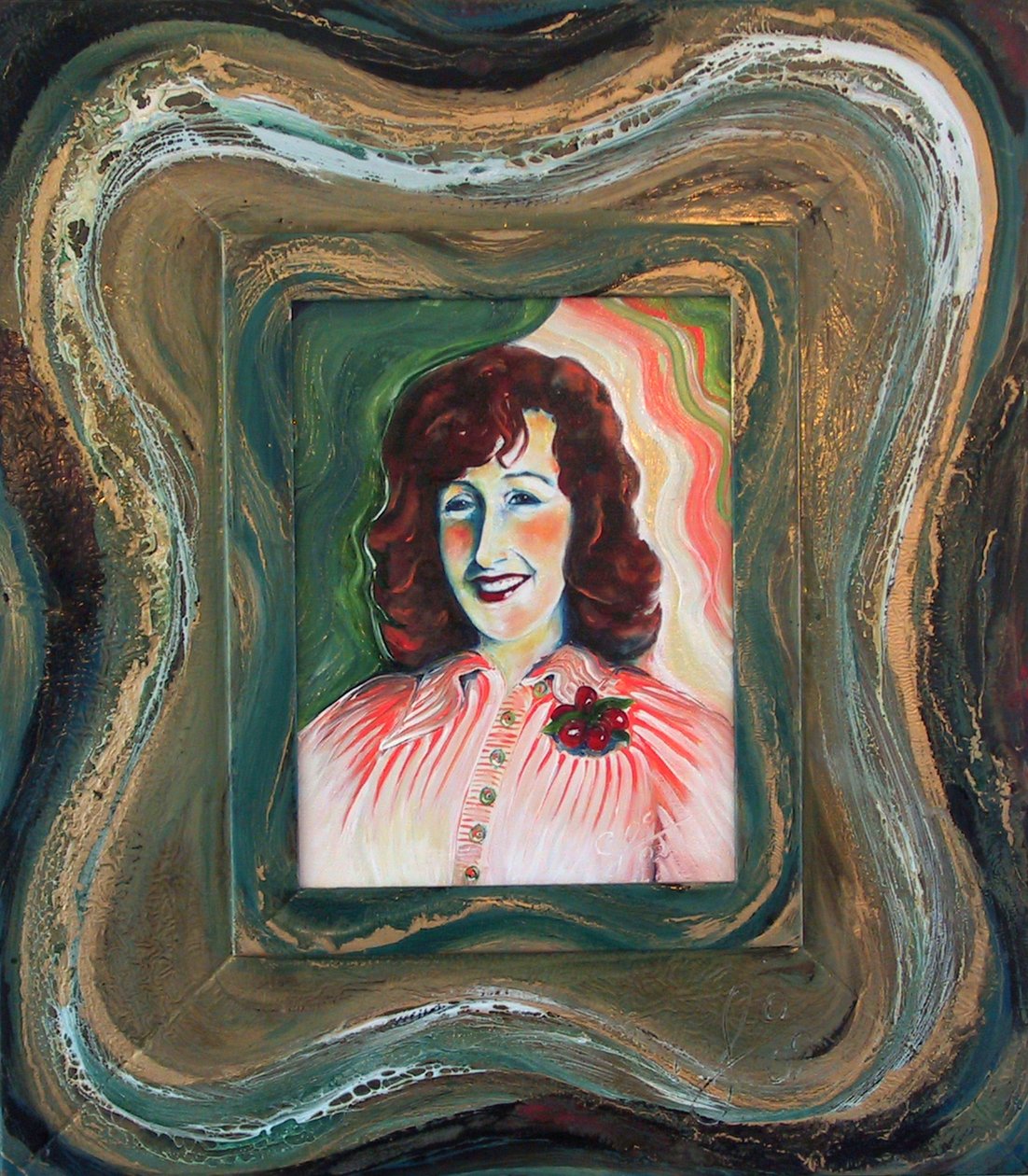 Dama z wiśniową broszką - portret autorstwa JuleSimo