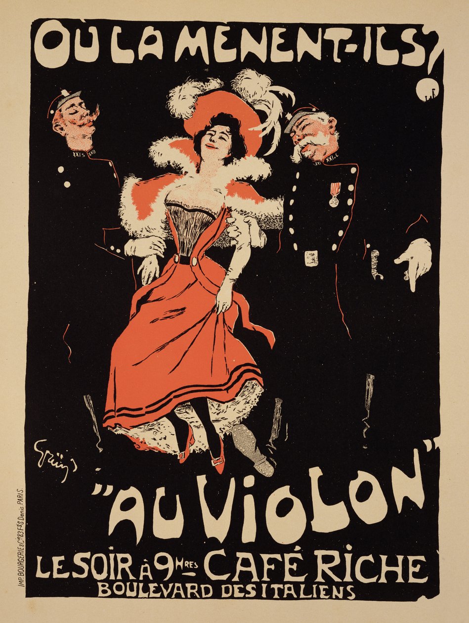 Reprodukcja plakatu reklamującego "Cafe Riche", Boulevard des Italiens, 1897 r. autorstwa Jules Alexandre Gruen or Grun