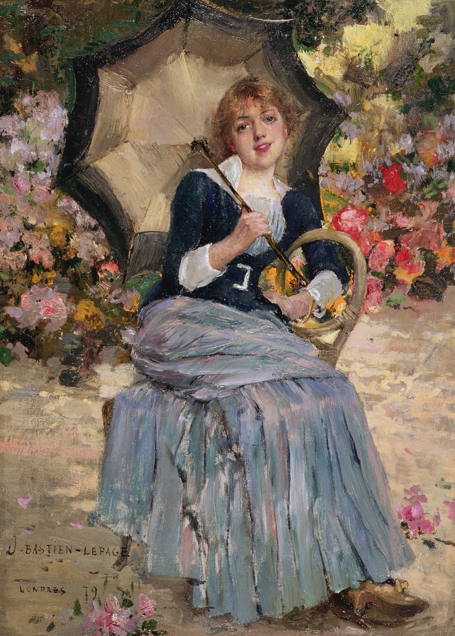 Dziewczyna z parasolką, 1879 autorstwa Jules Bastien Lepage