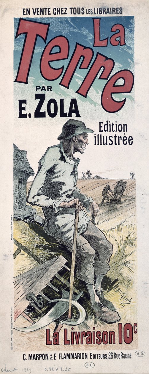Plakat reklamujący „La Terre” Emile Zola, 1889 autorstwa Jules Cheret