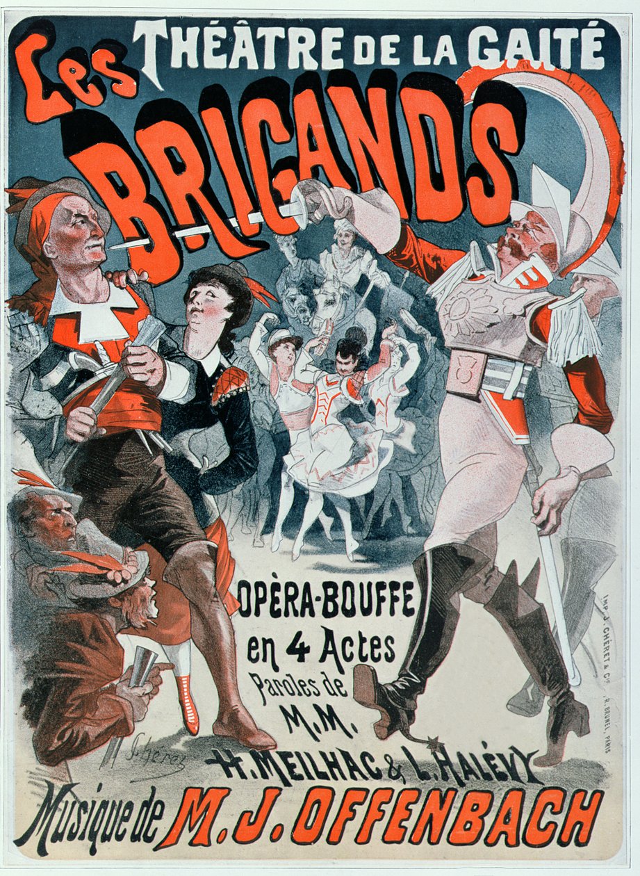 Plakat do opery bouffe „Les Brigands” Jacquesa Offenbacha (1819-80) 1869 autorstwa Jules Cheret