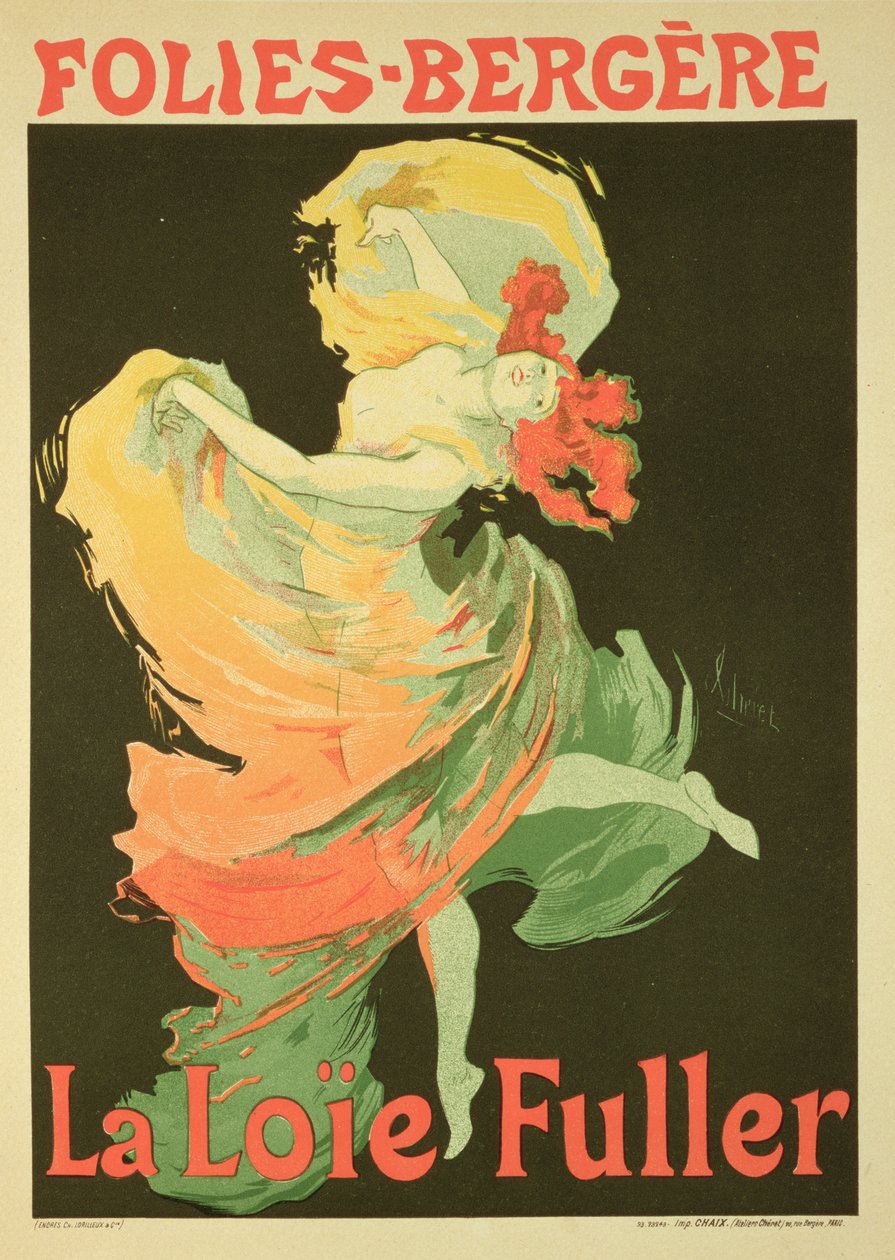 Reprodukcja plakatu reklamującego „Loie Fuller” w Folies-Bergère, 1893 autorstwa Jules Cheret