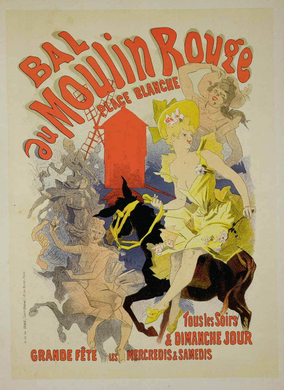 Reprodukcja plakatu reklamującego „Bal au Moulin Rouge”, 1889 autorstwa Jules Cheret