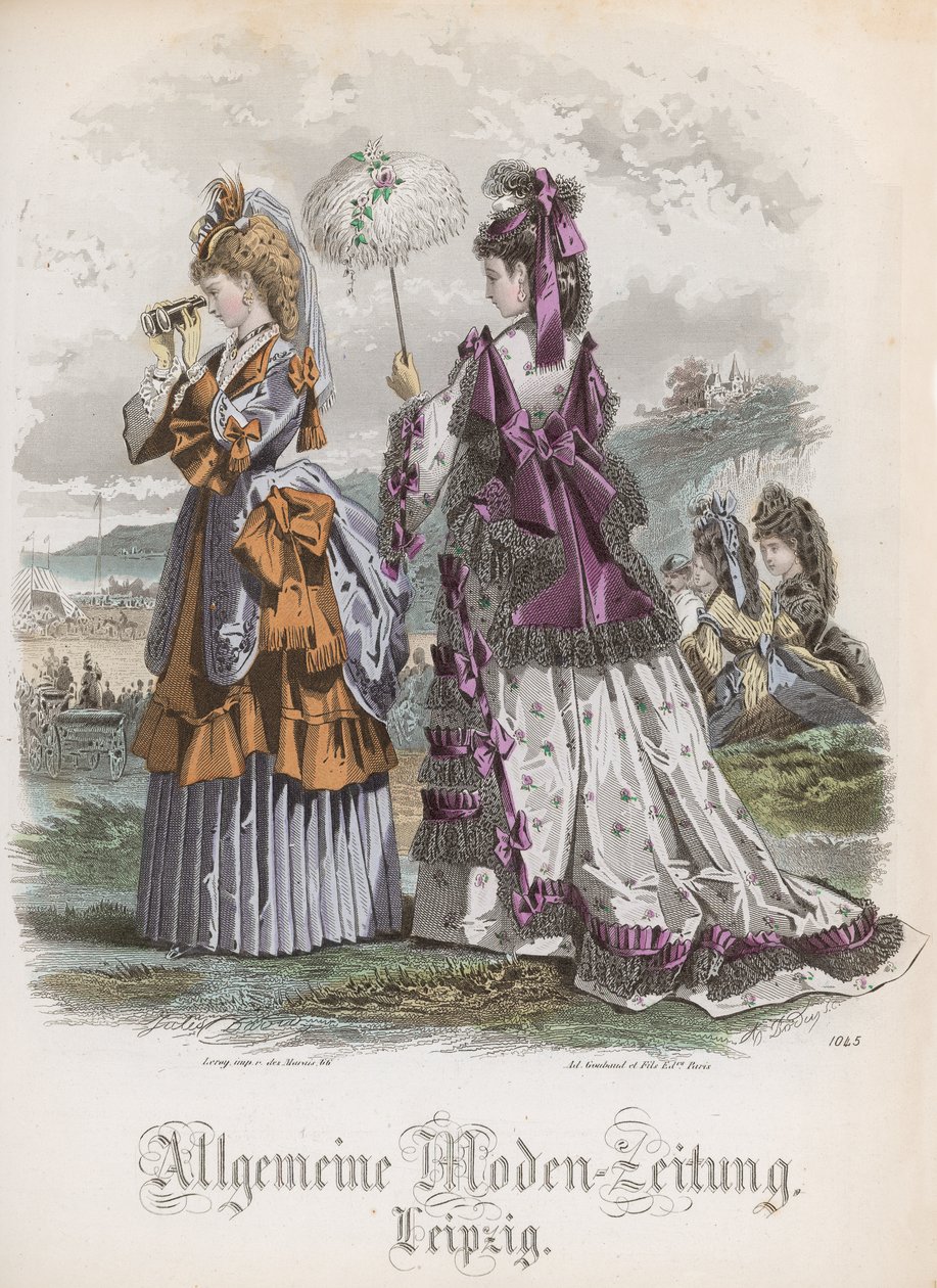 Dwie damy, talerz z modą z „Allgemeine Moden-Zeitung”, Lipsk, 1872 autorstwa Jules David