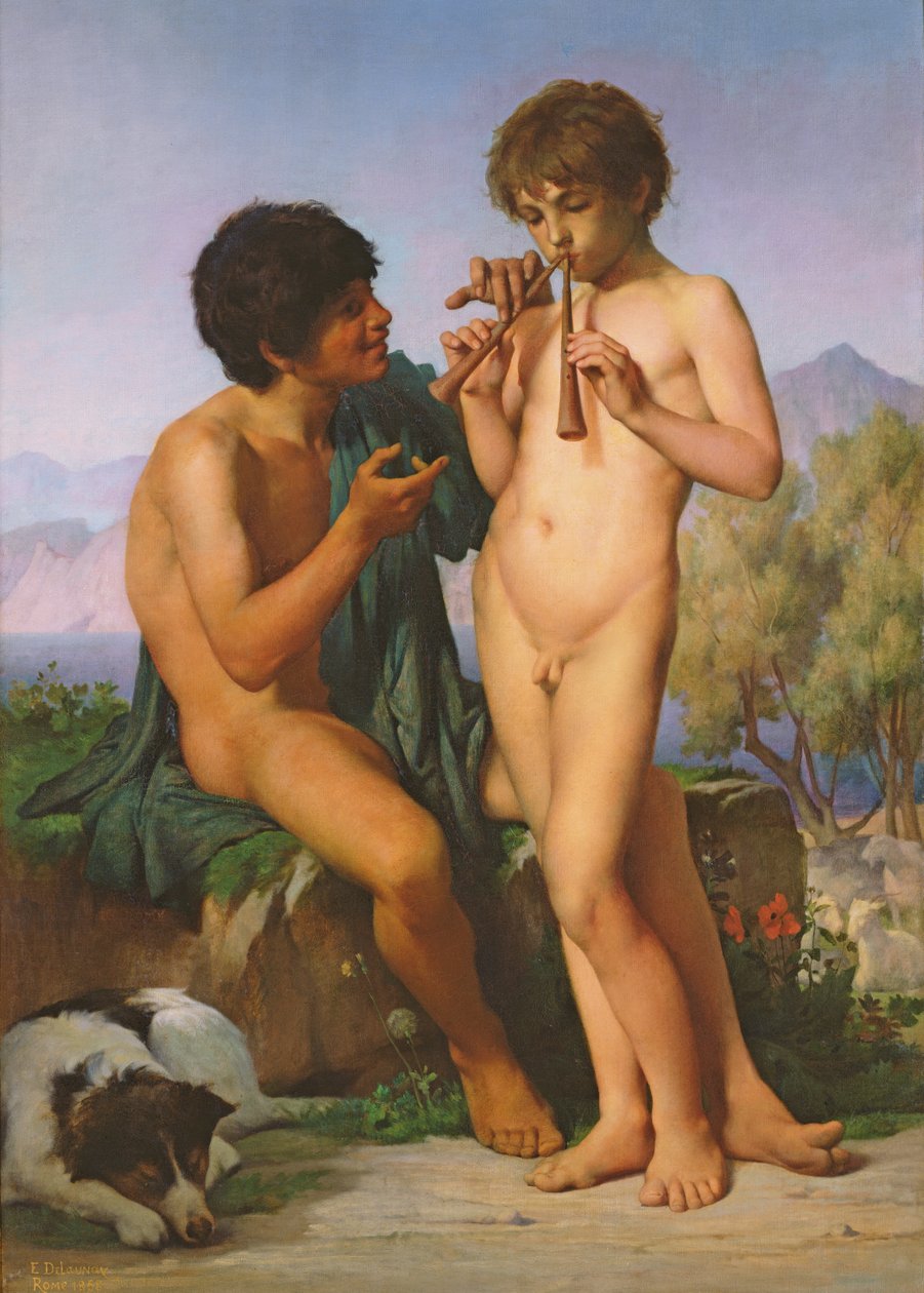 Lekcja fletu autorstwa Jules Elie Delaunay