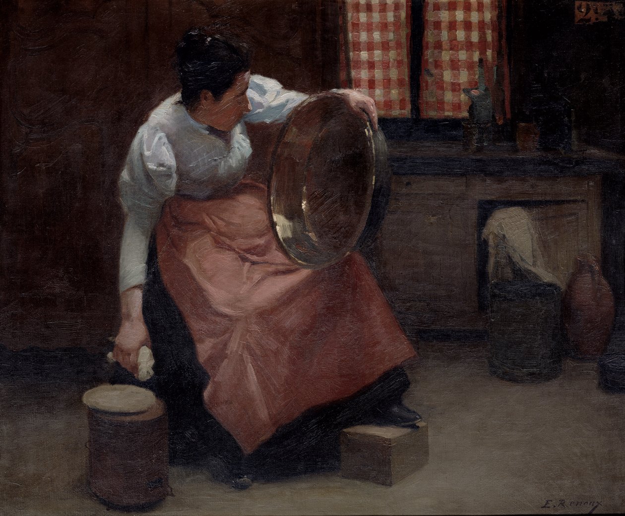 Kobieta szorująca autorstwa Jules Ernest Renoux